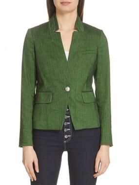 Veronica Beard Farley Dickey Green Linen Blend Jacket/Coat Size 4